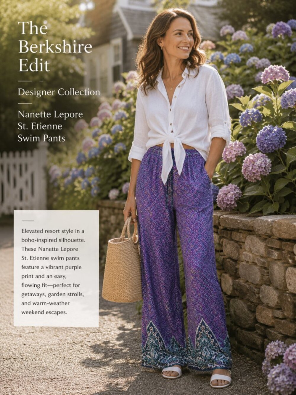 Nanette Lepore St Etienne Boho Swim Cover Up Pants Purple M Resort